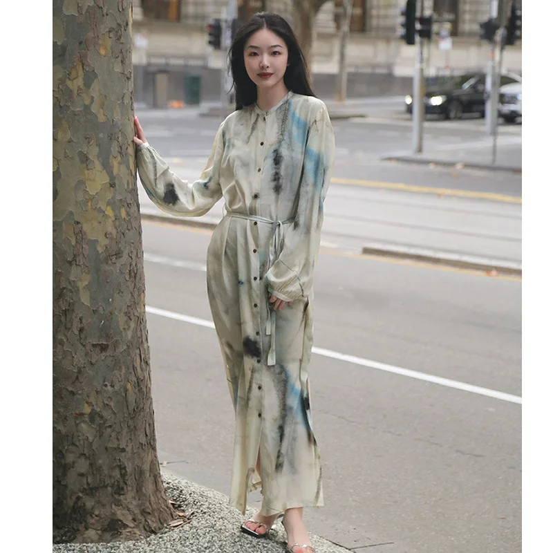 Withered Printed Buckle Waistband Long Dress Slimming And Flowing Long Skirt Woman Clothes Dress Elegant Party Dresses Vestidos
Withered Printed Buckle Waistband Long Dress Slimming And Flowing Long Skirt Woman Clothes Dress Elegant Party Dresses Vestidos