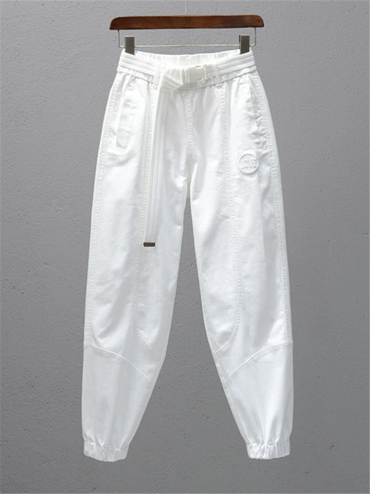 Белые повседневные хлопковые брюки-харлан для женщин, маленький размер, с эластичным поясом, свободные, в корейском стиле, для повседневной носки, тонкие
Белые повседневные хлопковые брюки-харлан для женщин, маленький размер, с эластичным поясом, свободные, в корейском стиле, для повседневной носки, тонкие
