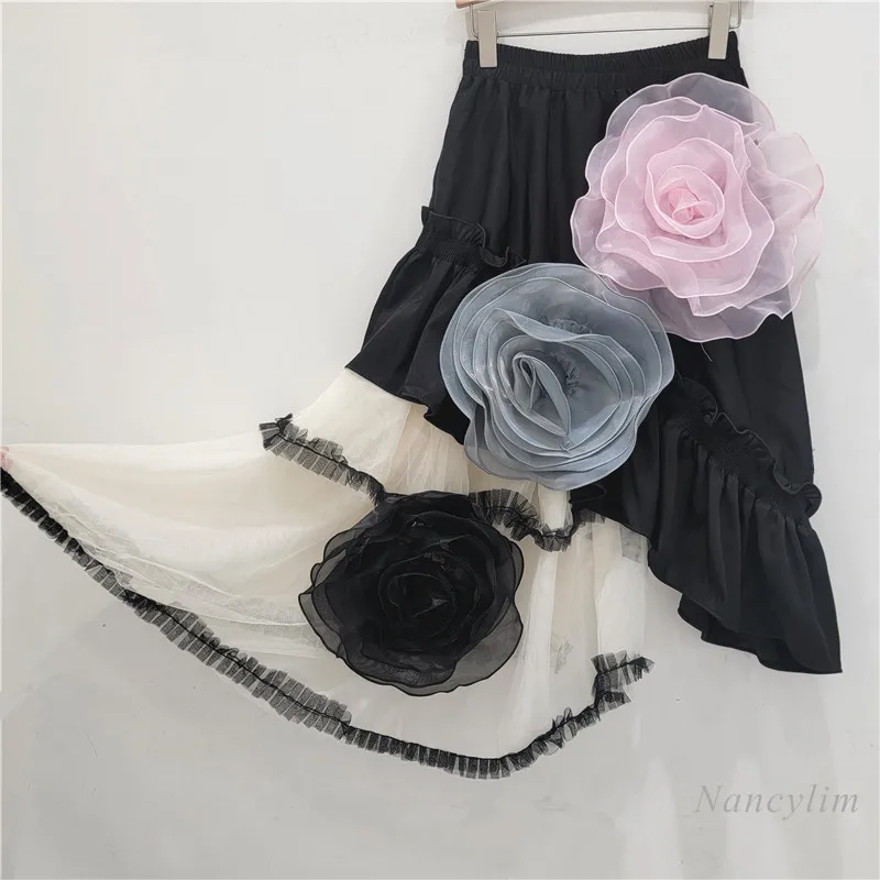 Three-Dimensional Flower Decorative Mesh Stitching Irregular Ruffled Skirt Women's Autumn Temperament A- Line Large Hem Skirts
Three-Dimensional Flower Decorative Mesh Stitching Irregular Ruffled Skirt Women's Autumn Temperament A- Line Large Hem Skirts