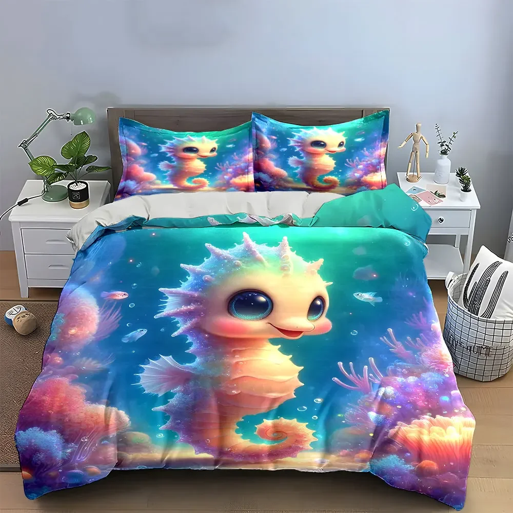 "Cute Seahorse Underwater Decor Set" Soft Comfortable Duvet Cover Bedding Set Included 1*Duvet Cover & 2*Pillowcases, gift
"Cute Seahorse Underwater Decor Set" Soft Comfortable Duvet Cover Bedding Set Included 1*Duvet Cover & 2*Pillowcases, gift