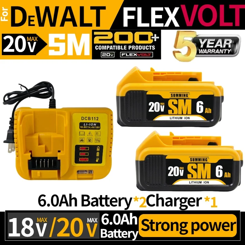 For DEWALT 20V✅MAX Rechargeable Tool Lithium-ion Battery✅6000mAh power Tool BatteryDCB200Series Model/DCB120Series Model
For DEWALT 20V✅MAX Rechargeable Tool Lithium-ion Battery✅6000mAh power Tool BatteryDCB200Series Model/DCB120Series Model