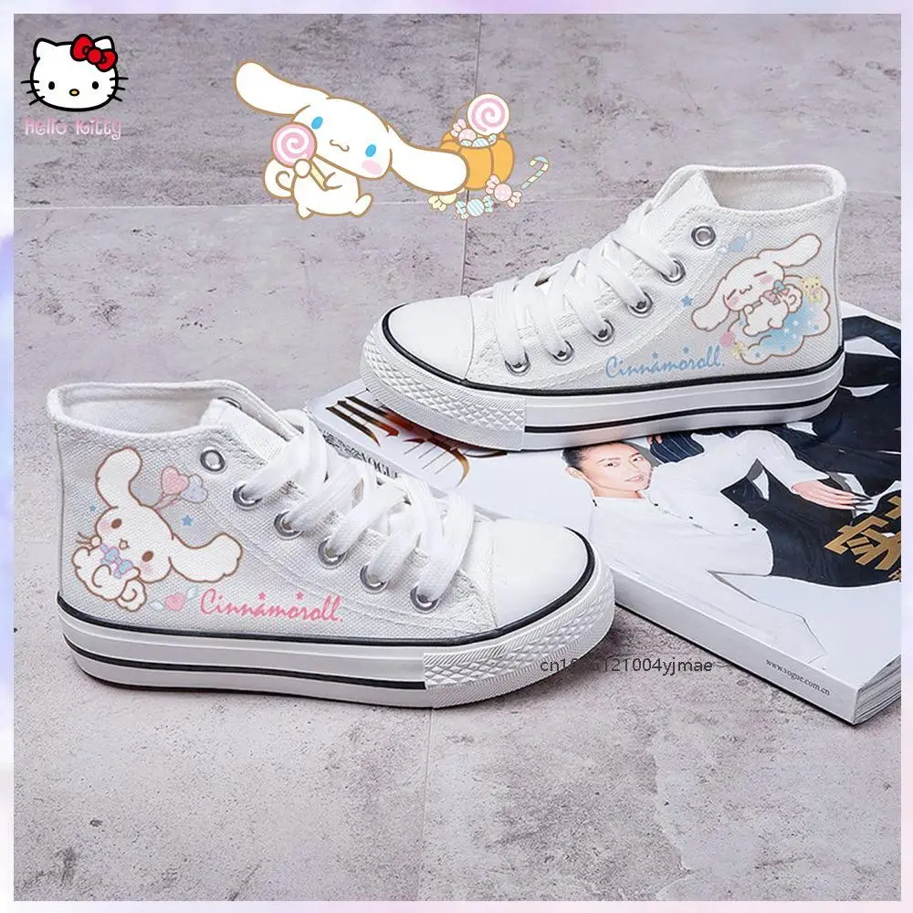 Холщовая обувь Cinnamoroll, белая Kawaii Sanrio 2024, японская студенческая повседневная модная обувь с героями мультфильмов, милая спортивная обувь с высоким берцем для девочек
Холщовая обувь Cinnamoroll, белая Kawaii Sanrio 2024, японская студенческая повседневная модная обувь с героями мультфильмов, милая спортивная обувь с высоким берцем для девочек