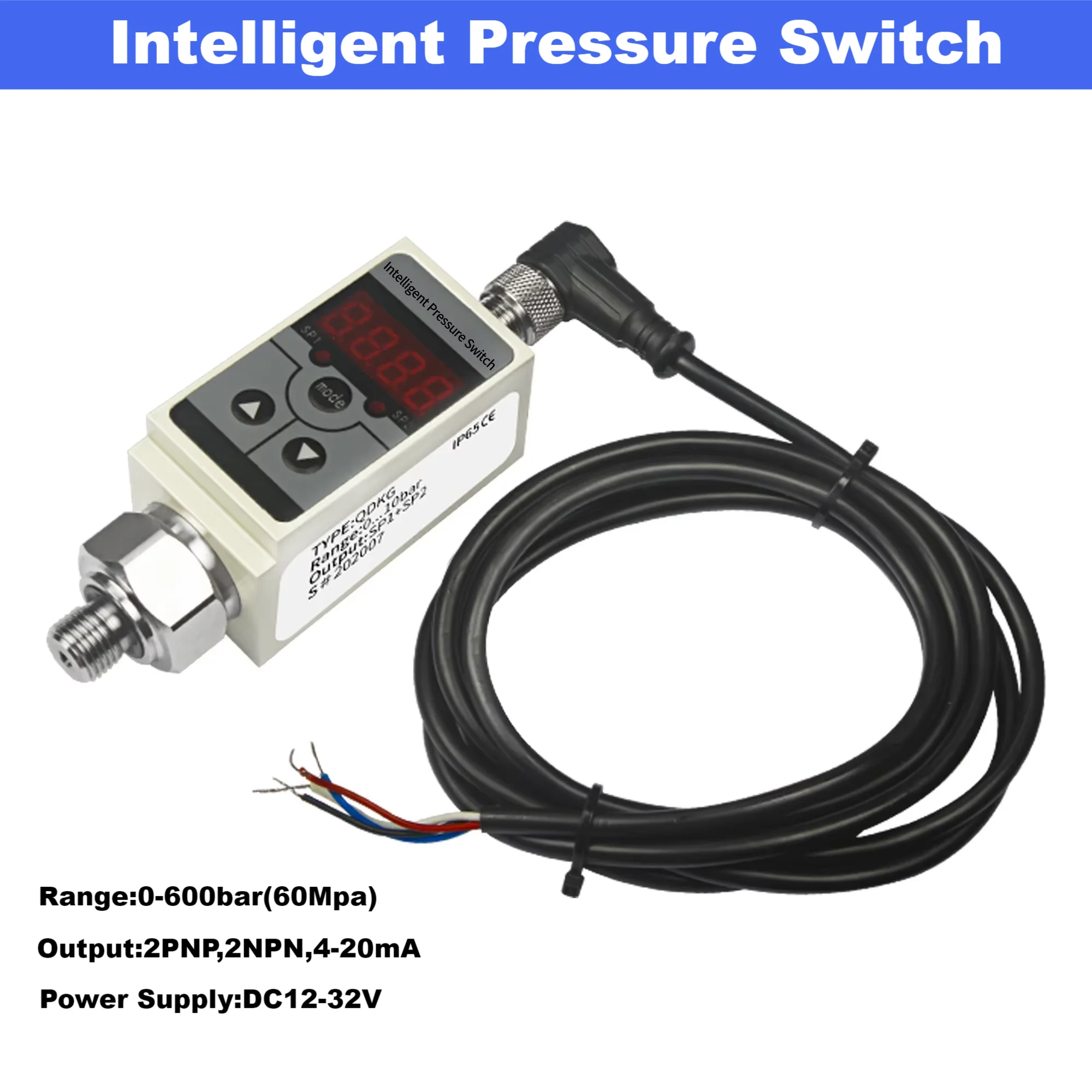2 PNP and 4-20mA Output Intelligent Pressure Switch for Oil Gas Water Air 2 NPN LCD Display Pressure Controller 0-10Mpa 0-60Mpa
2 PNP and 4-20mA Output Intelligent Pressure Switch for Oil Gas Water Air 2 NPN LCD Display Pressure Controller 0-10Mpa 0-60Mpa