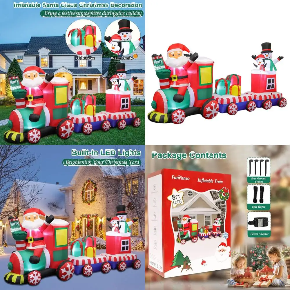 8-Foot Santa's Christmas Train with Snowman, Penguin, & Gifts: LED-lit Outdoor Holiday Decor
8-Foot Santa's Christmas Train with Snowman, Penguin, & Gifts: LED-lit Outdoor Holiday Decor