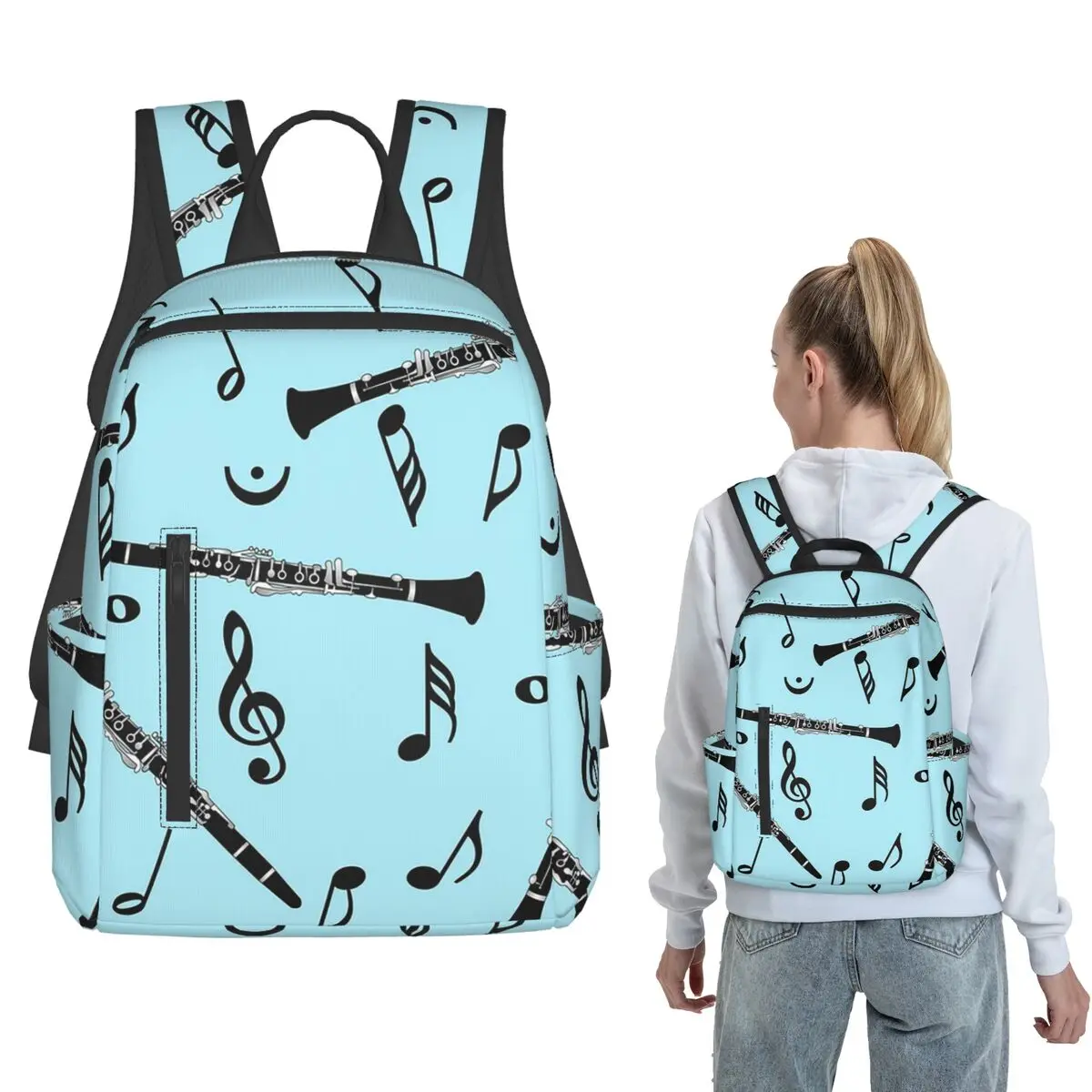 Black Clarinet Music Note Pattern Backpack Daypack Boys Girls BookBag School Bag Shoulder Bags for Men Women
Black Clarinet Music Note Pattern Backpack Daypack Boys Girls BookBag School Bag Shoulder Bags for Men Women