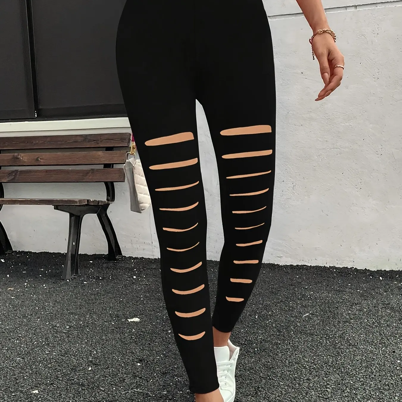 Women's Stretchy High-Waist Ripped Leggings - Casual Solid Color Machine Washable
Women's Stretchy High-Waist Ripped Leggings - Casual Solid Color Machine Washable
