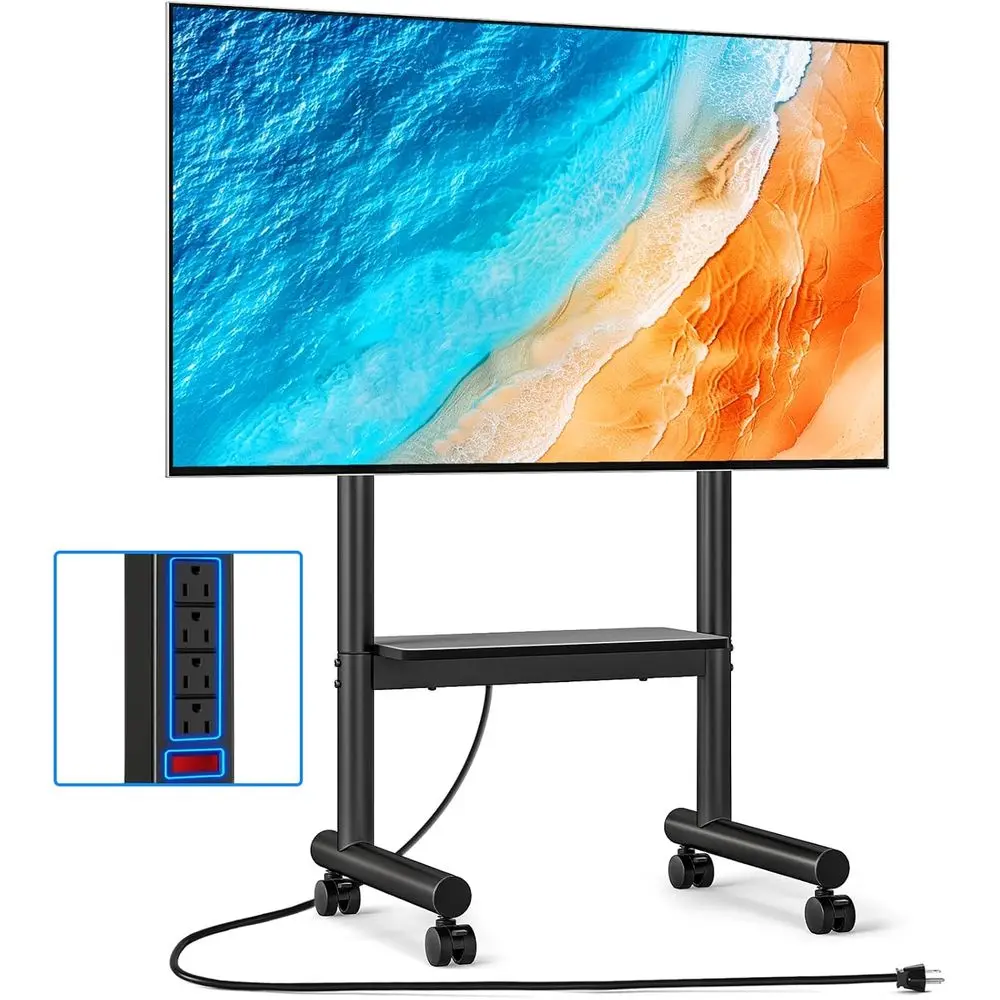 Rolling TV Stand with Power Outlet, 40-75 Inch Height Adjustable TV Cart with Lockable Wheels VESA 400x400mm for Home Office
Rolling TV Stand with Power Outlet, 40-75 Inch Height Adjustable TV Cart with Lockable Wheels VESA 400x400mm for Home Office