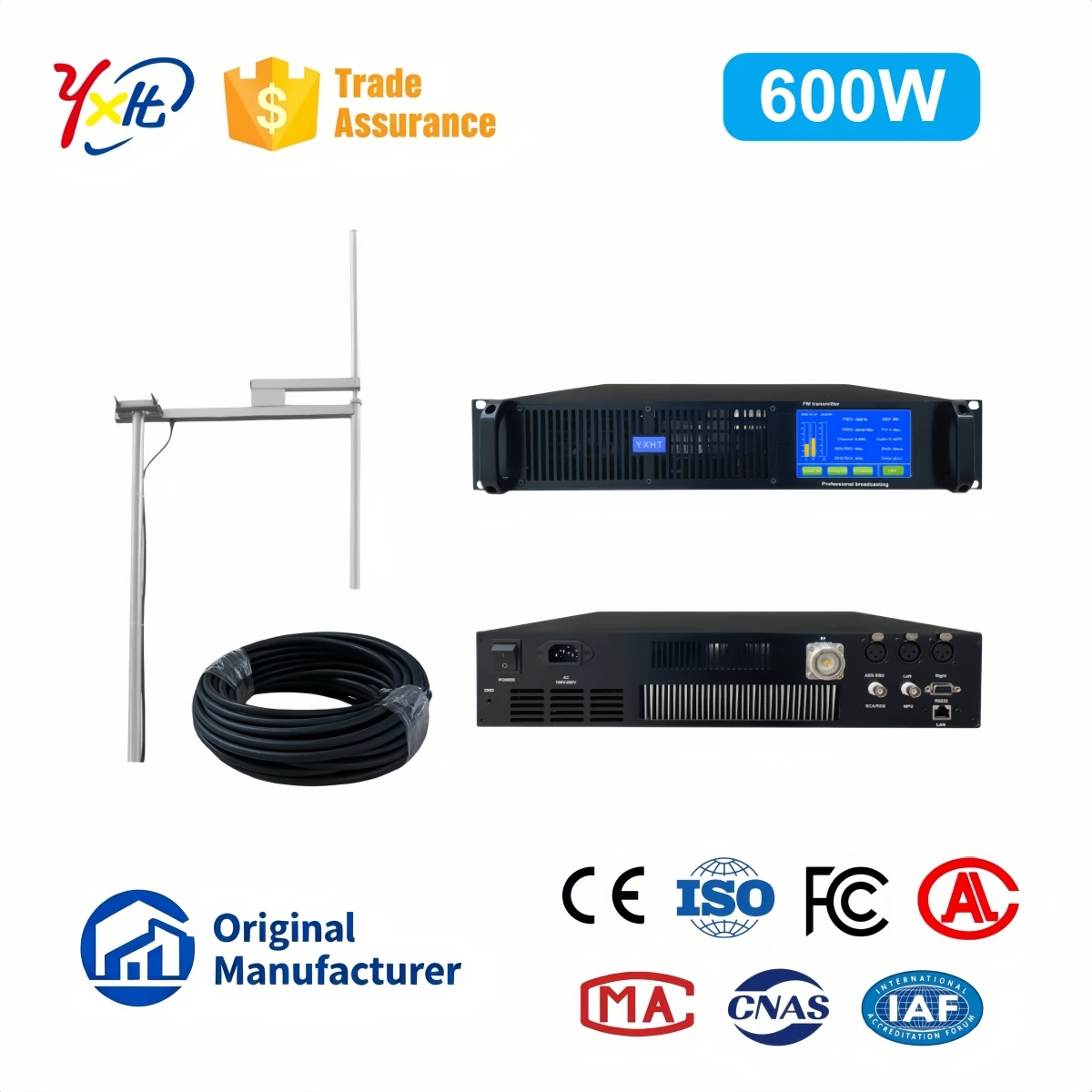 YXHT-2, 600W FM Transmitter Full Kit Antenna & Cable, Radio School Church, Hi-Fi Low Noise Direct
YXHT-2, 600W FM Transmitter Full Kit Antenna & Cable, Radio School Church, Hi-Fi Low Noise Direct
