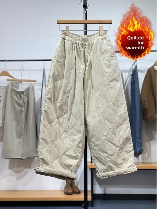 Winter New Artistic Style Wide Leg Cotton Pants Thermal Elastic Waist Diamond Stitched Women's plus Size Casual Trousers
Winter New Artistic Style Wide Leg Cotton Pants Thermal Elastic Waist Diamond Stitched Women's plus Size Casual Trousers