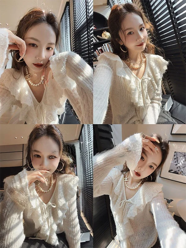 PINZIKO Большой вязаный свитер из смесовой кроличьей шерсти с длинными рукавами, повседневный дизайн, V-образный вырез, трикотаж из полиэстера и нейлона
PINZIKO Большой вязаный свитер из смесовой кроличьей шерсти с длинными рукавами, повседневный дизайн, V-образный вырез, трикотаж из полиэстера и нейлона