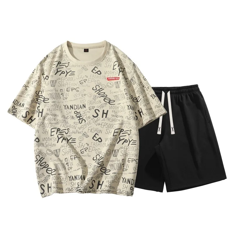 Men Japanese Graffiti Letter Print Two Piece Set Summer Loose Casual T Shirt Shorts Outfit
Men Japanese Graffiti Letter Print Two Piece Set Summer Loose Casual T Shirt Shorts Outfit