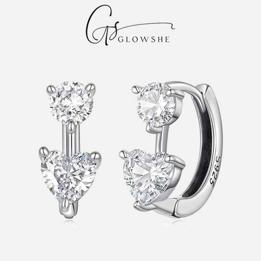 Glowshe 925 Sterling Silver Round Heart Zircon Hoop Earrings Hypollergenic Fine Jewelry For Women Engagement Party Daily Wear
Glowshe 925 Sterling Silver Round Heart Zircon Hoop Earrings Hypollergenic Fine Jewelry For Women Engagement Party Daily Wear