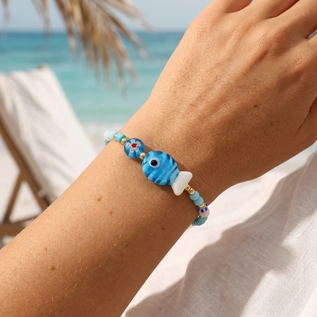 1PCS Handmade Bohemian Style Blue Glass Bead Fish Elastic Rope Bracelet Unisex Daily Wear Festival Gift
1PCS Handmade Bohemian Style Blue Glass Bead Fish Elastic Rope Bracelet Unisex Daily Wear Festival Gift