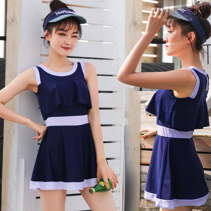 Conservative Swimwear One-Piece Dress Style Cute High School Student Girl's Swimming Suit Fixed Chest Pad Casual Swimwear
Conservative Swimwear One-Piece Dress Style Cute High School Student Girl's Swimming Suit Fixed Chest Pad Casual Swimwear