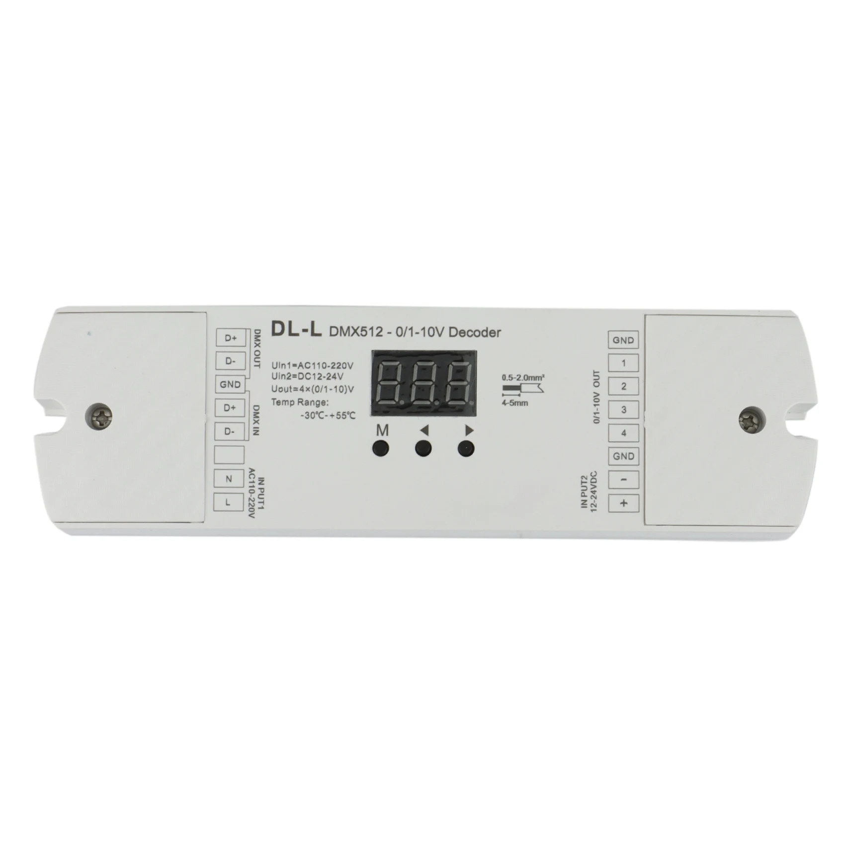 4-канальный преобразователь DMX512 в 1-10 В/0-10 В, вход 12–24 В постоянного тока, 4-канальный трансформатор сигналов с цифровым дисплеем DMX RDM DL-L F
4-канальный преобразователь DMX512 в 1-10 В/0-10 В, вход 12–24 В постоянного тока, 4-канальный трансформатор сигналов с цифровым дисплеем DMX RDM DL-L F