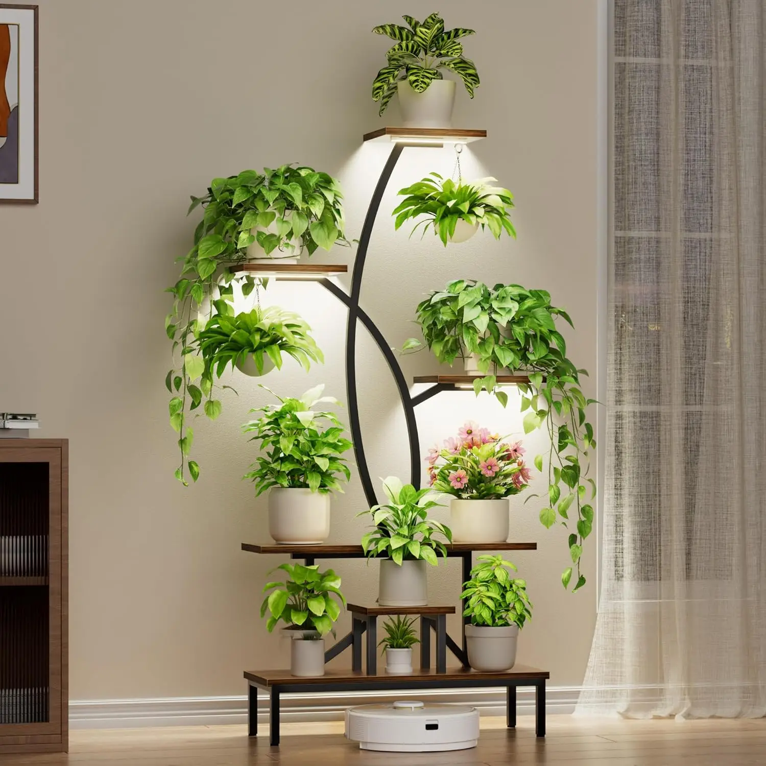 Plant Stand with Grow Lights, 63" Tall 7-Tier Corner Shelf for Indoor Plants, X-Shaped Metal Display Rack for Living Room
Plant Stand with Grow Lights, 63" Tall 7-Tier Corner Shelf for Indoor Plants, X-Shaped Metal Display Rack for Living Room