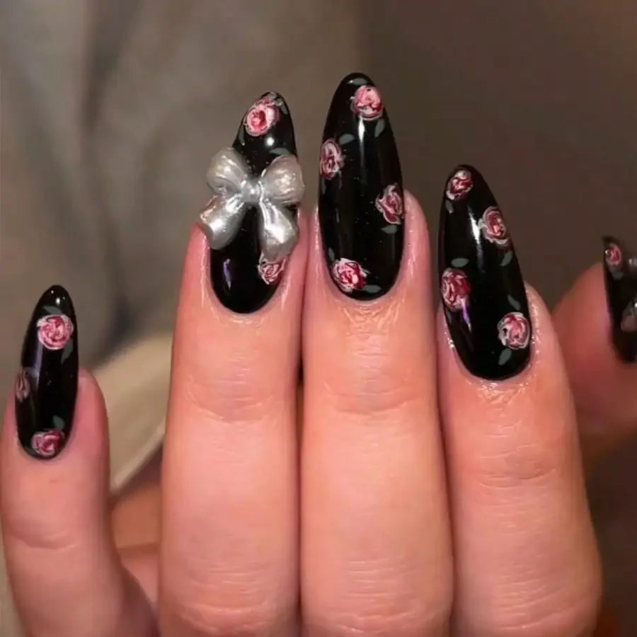 24Pcs Almond Short Press On Nails, Black Floral Aurora Bow, Reusable Easy Apply, Daily Party Gift, Free Shipping
24Pcs Almond Short Press On Nails, Black Floral Aurora Bow, Reusable Easy Apply, Daily Party Gift, Free Shipping