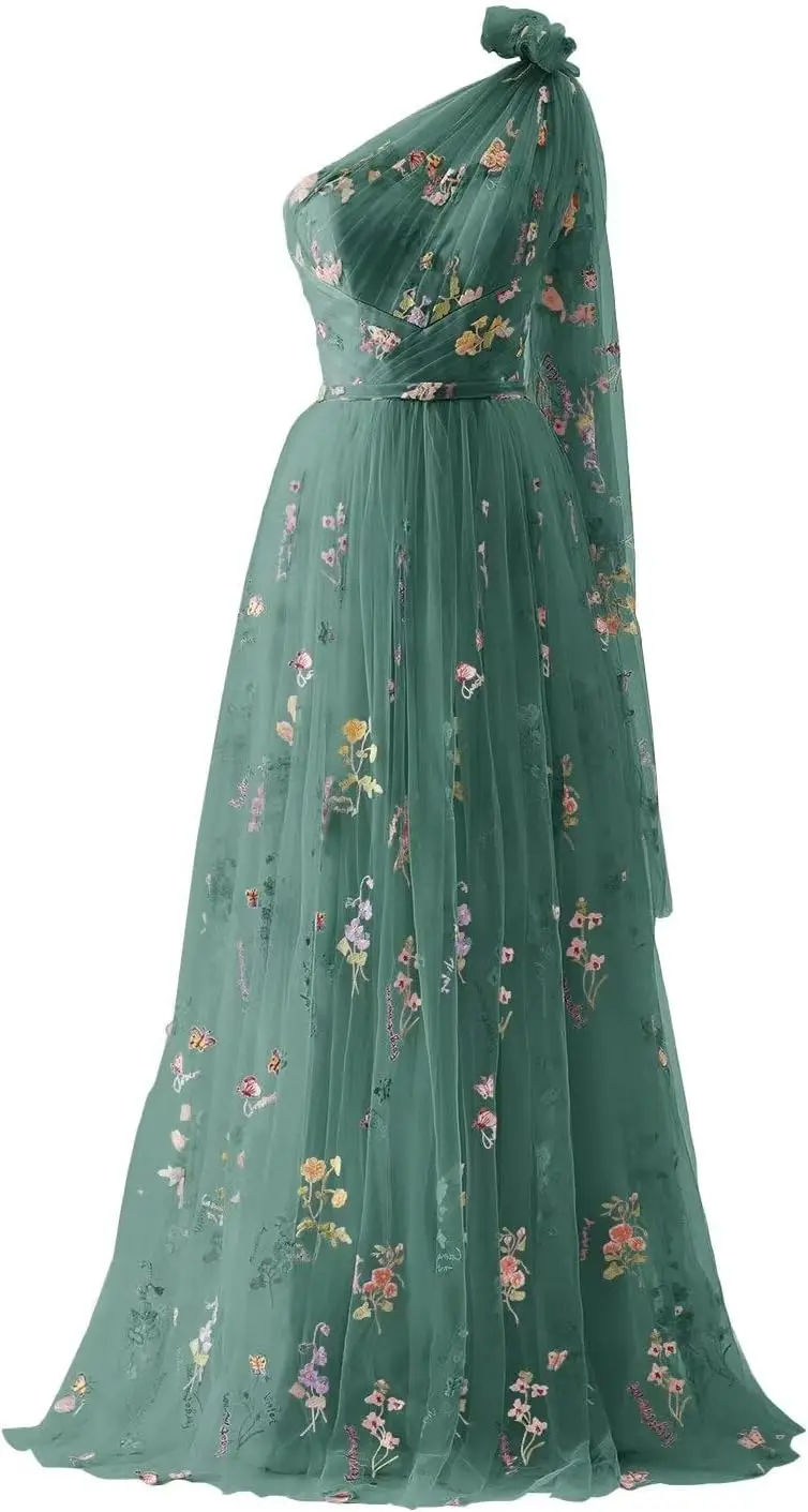 One-shoulder 2026 Tulle Prom Dresses for Women with Flower Embroidery A-Line Floor Length Formal Evening Party Gowns Prom Dress
One-shoulder 2026 Tulle Prom Dresses for Women with Flower Embroidery A-Line Floor Length Formal Evening Party Gowns Prom Dress