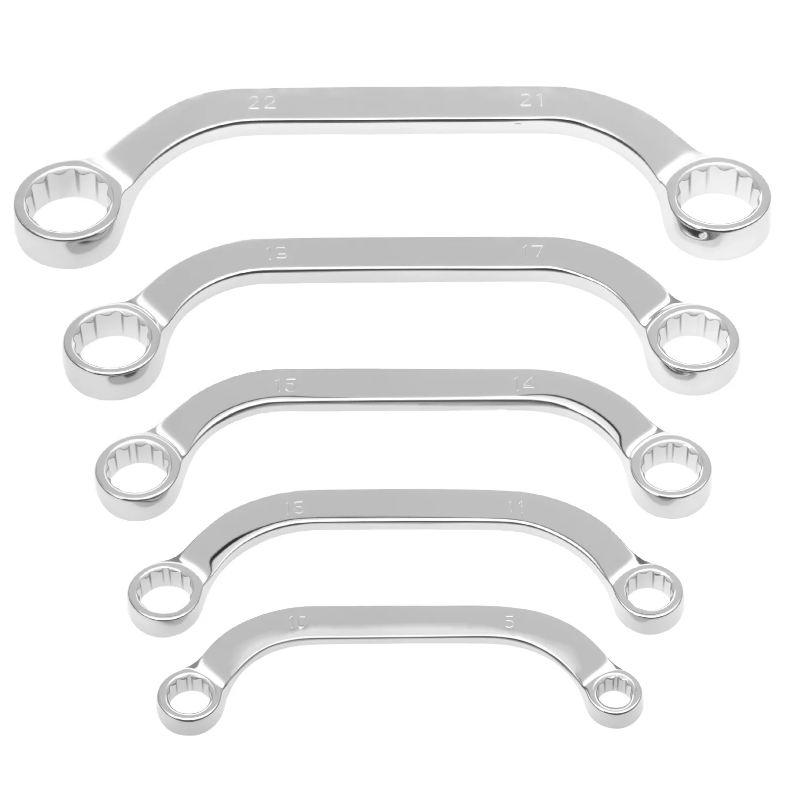5 Pcs C Shape Wrench Rustproof Carbon Steel Half Wrench Set with Clear Scales Practical Double Box End Wrench Set for Bolts Nuts 
5 Pcs C Shape Wrench Rustproof Carbon Steel Half Wrench Set with Clear Scales Practical Double Box End Wrench Set for Bolts Nuts