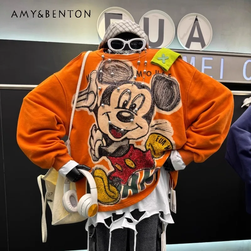 European Style Autumn Winter Fleece Hoodies Heavy Wash Cartoon Loose Coat Fashion Age-Reducing Casual Crew Neck Sweatshirt Women
European Style Autumn Winter Fleece Hoodies Heavy Wash Cartoon Loose Coat Fashion Age-Reducing Casual Crew Neck Sweatshirt Women