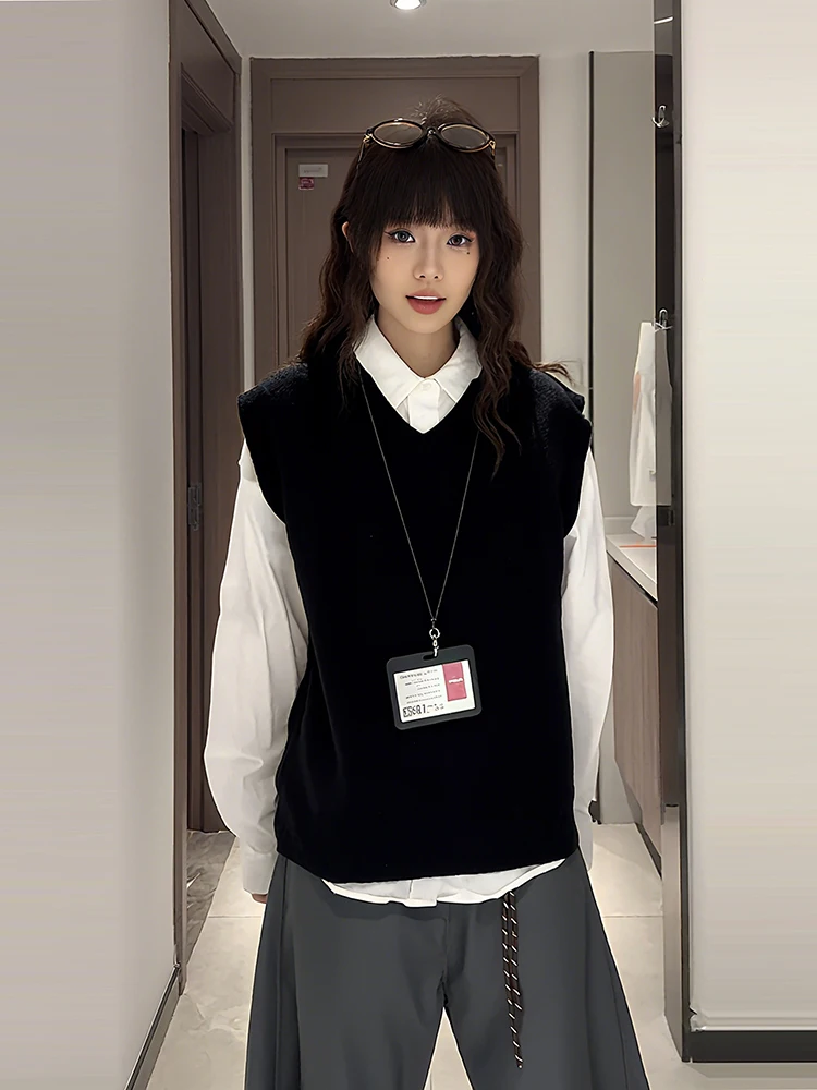 Loose Fit V-Ne Knitted Sweater Vest ex Winter Lazy Sle Warmth Polyester Svel Top Outerwear Casual Pure Color
Loose Fit V-Ne Knitted Sweater Vest ex Winter Lazy Sle Warmth Polyester Svel Top Outerwear Casual Pure Color