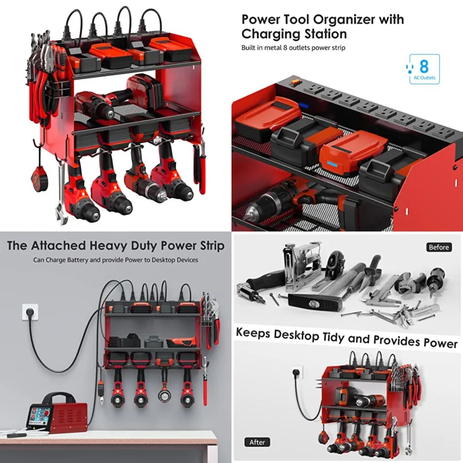 Modular Power Tool Organizer Wall Mount with Charging Station. Garage Drill Storage Shelf with Hooks, Heavy Duty Rack, Tool Bat
Modular Power Tool Organizer Wall Mount with Charging Station. Garage Drill Storage Shelf with Hooks, Heavy Duty Rack, Tool Bat
