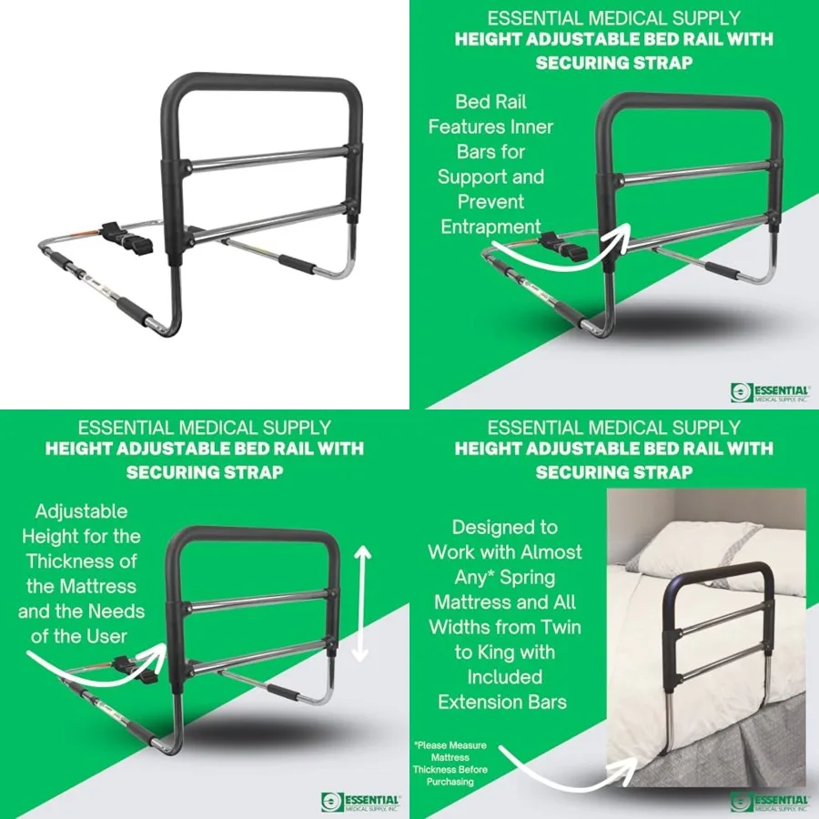 Height Adjustable Hand Bed Rail with Attached Securing Strap for Greater Stability and Safety for Adults, Seniors and The Elder
Height Adjustable Hand Bed Rail with Attached Securing Strap for Greater Stability and Safety for Adults, Seniors and The Elder
