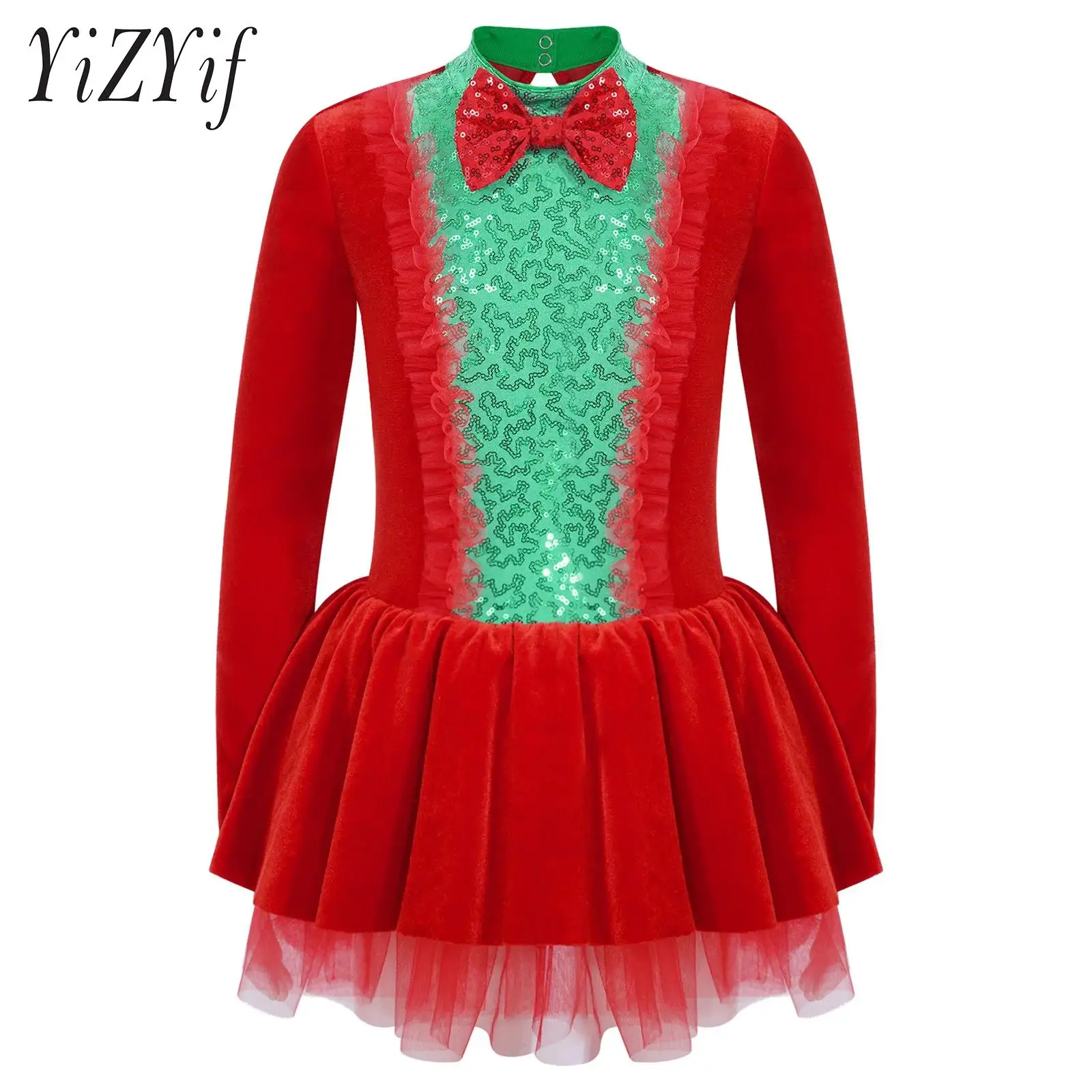 Kids Girls Christmas Party Costume Long Sleeve Bow Sequins Tutu Dress Velvet Dance Figure Skating Dress
Kids Girls Christmas Party Costume Long Sleeve Bow Sequins Tutu Dress Velvet Dance Figure Skating Dress
