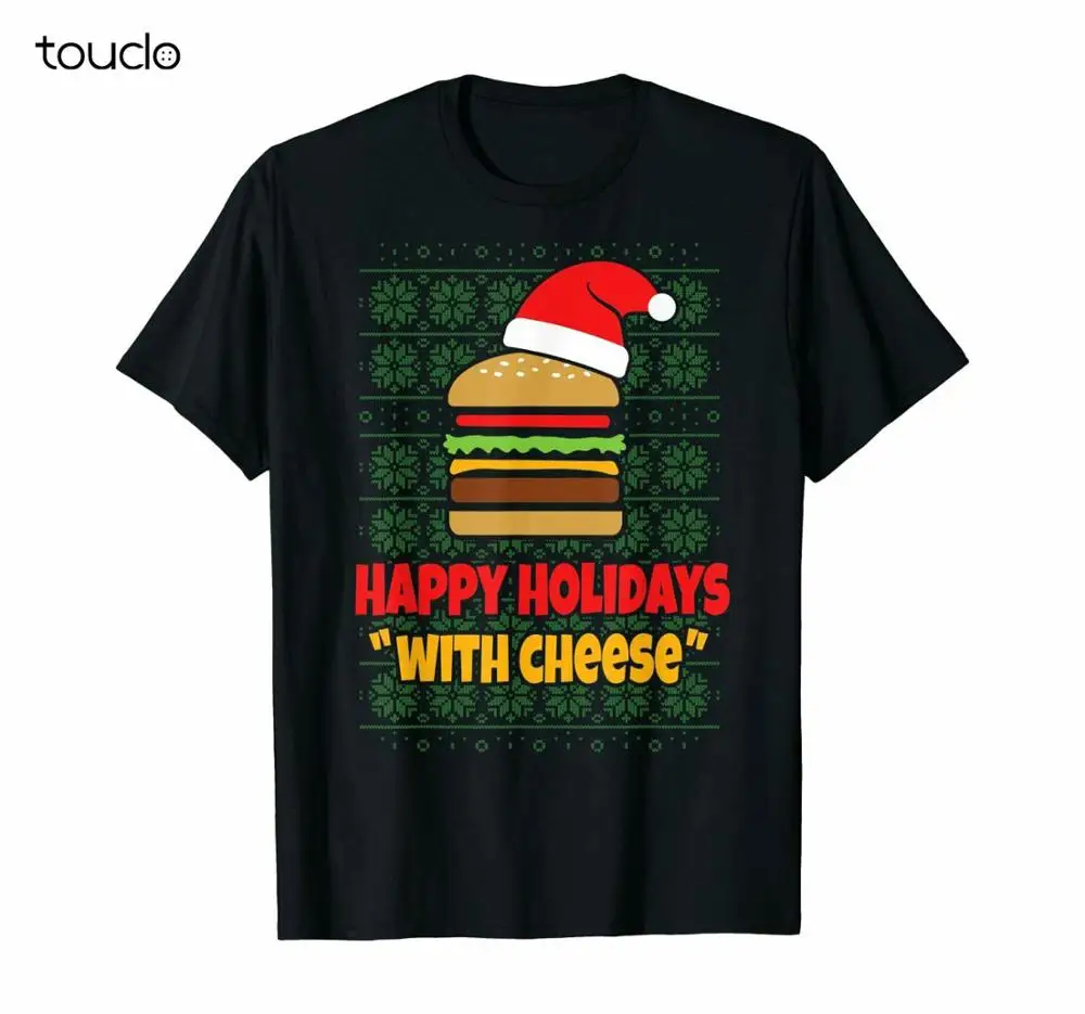 New Happy Holidays With Cheese. Christmas Cheeseburger Gift. T-Shirt Unisex S-5Xl Xs-5Xl Custom Gift Creative Funny Tee
New Happy Holidays With Cheese. Christmas Cheeseburger Gift. T-Shirt Unisex S-5Xl Xs-5Xl Custom Gift Creative Funny Tee