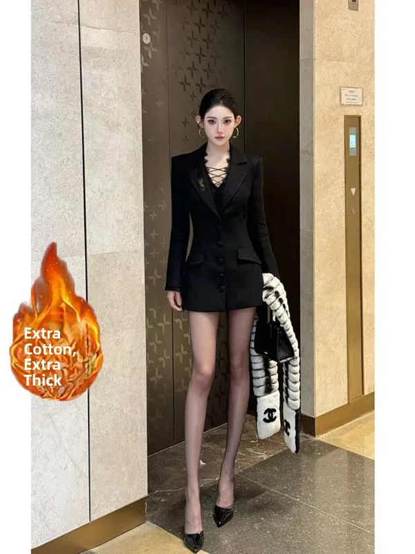 Winter New Style Thickened Cotton Suit with Lapel Design And Pin Trendy Two-Piece Set Short High Waist Universal Fit Commute ...
Winter New Style Thickened Cotton Suit with Lapel Design And Pin Trendy Two-Piece Set Short High Waist Universal Fit Commute ...