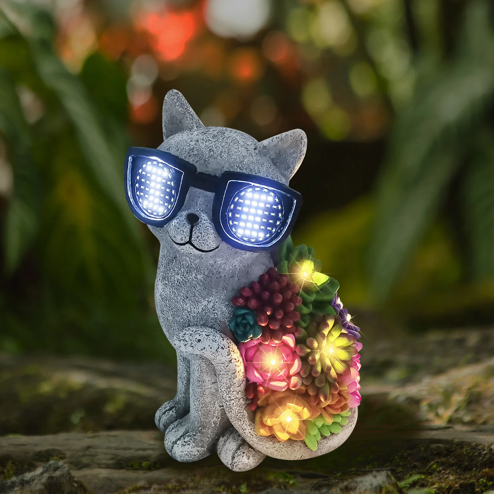 Solar Cat Resin Figurine Solar Cat Statue with Glasses LED Lights Unique Solar Cat Resin Figurine for Garden Yard Ornament
Solar Cat Resin Figurine Solar Cat Statue with Glasses LED Lights Unique Solar Cat Resin Figurine for Garden Yard Ornament