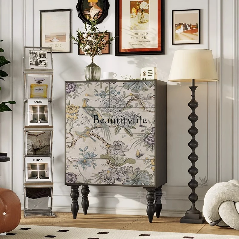 French medieval flower and bird decorative cabinet large capacity solid wood five bucket locker
French medieval flower and bird decorative cabinet large capacity solid wood five bucket locker