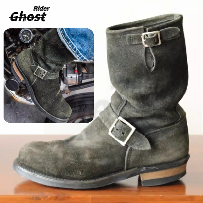Dark Green Handmade Vintage Khaki Suede Work Boots Men and Women Engineer Shoes American Retro Motorcycle Faded Mid-Calf Boot
Dark Green Handmade Vintage Khaki Suede Work Boots Men and Women Engineer Shoes American Retro Motorcycle Faded Mid-Calf Boot