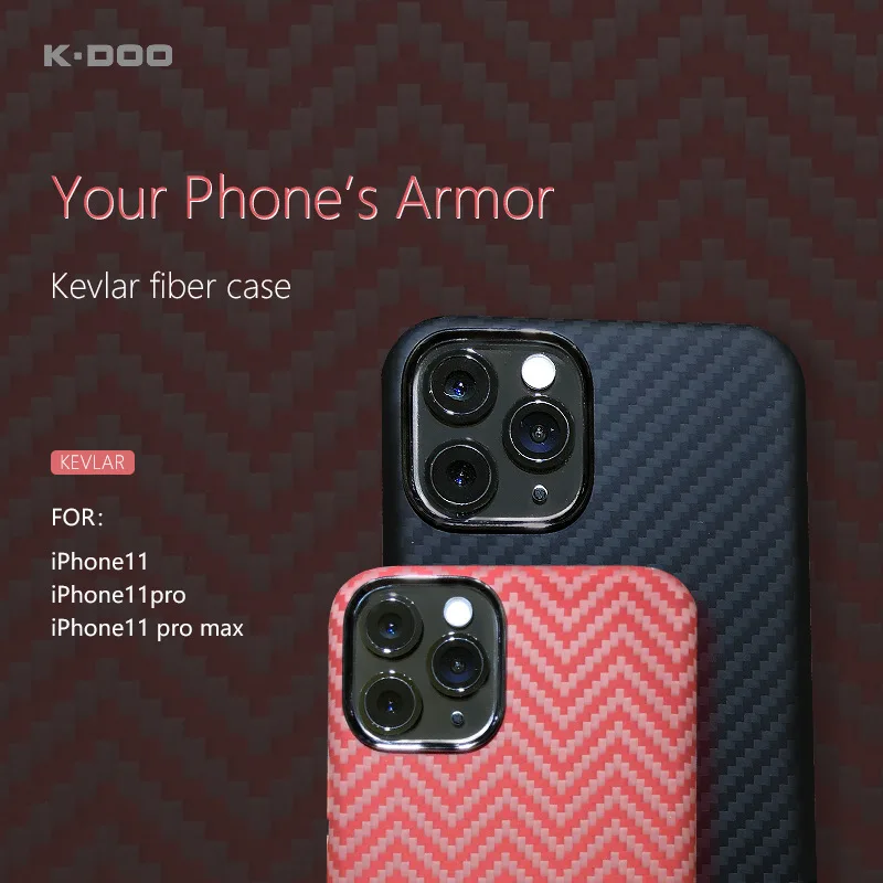 K-Doo KEVLAR made with Dupont Kevlar material high-end colorful mobile cover full protection for iPhone11/11pro/11promax
K-Doo KEVLAR made with Dupont Kevlar material high-end colorful mobile cover full protection for iPhone11/11pro/11promax