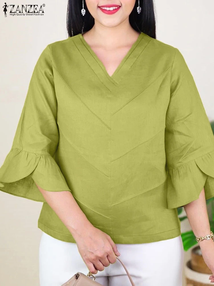 Stylish Women Blouses 2025 ZANZEA Summer Office Pleated Shirts Elegant V Neck 3/4 Sleeve Work Blusas Casual Holiday Blusas Mujer
Stylish Women Blouses 2025 ZANZEA Summer Office Pleated Shirts Elegant V Neck 3/4 Sleeve Work Blusas Casual Holiday Blusas Mujer