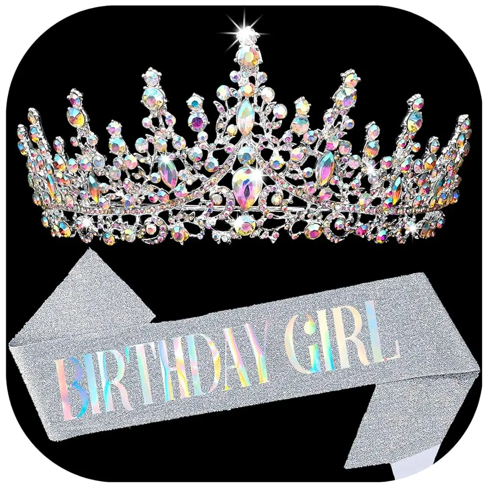 BIRTHDAY GIRL Sash for Women Happy Birthday Sashes and Crowns for Girls Crystal Tiaras for Princess Silver Party Decoration
BIRTHDAY GIRL Sash for Women Happy Birthday Sashes and Crowns for Girls Crystal Tiaras for Princess Silver Party Decoration