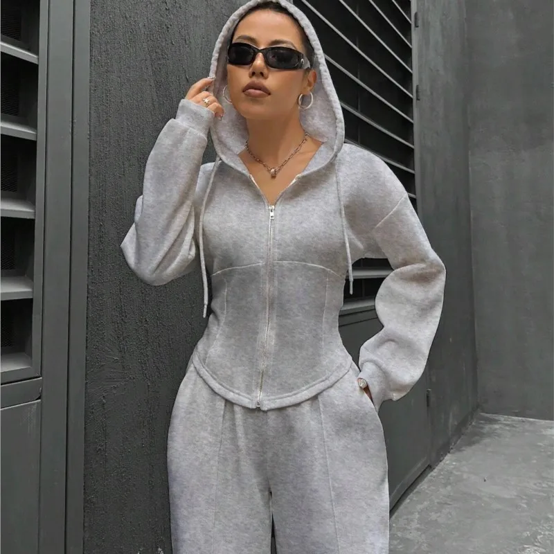 Matching Sets Women Casual Two Pieces Set Loose Hooded Long Sleeves Zipper Top Elastic Waist Wide Leg Pants Tracksuit Jogger
Matching Sets Women Casual Two Pieces Set Loose Hooded Long Sleeves Zipper Top Elastic Waist Wide Leg Pants Tracksuit Jogger