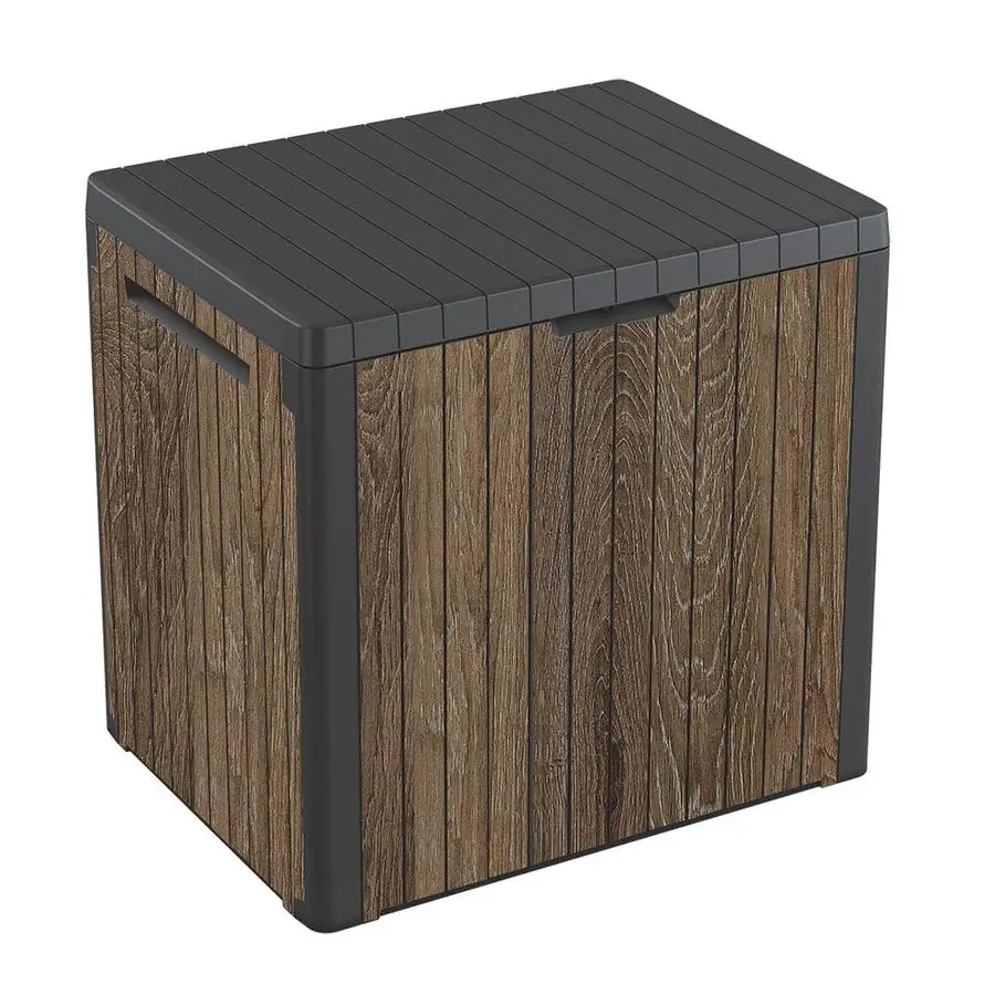 Уличный ящик для хранения из полимерной смолы Signature Everwood на 30 галлонов и приставной столик для патио, для аксессуаров для бассейна и сада, цвет орех
Уличный ящик для хранения из полимерной смолы Signature Everwood на 30 галлонов и приставной столик для патио, для аксессуаров для бассейна и сада, цвет орех