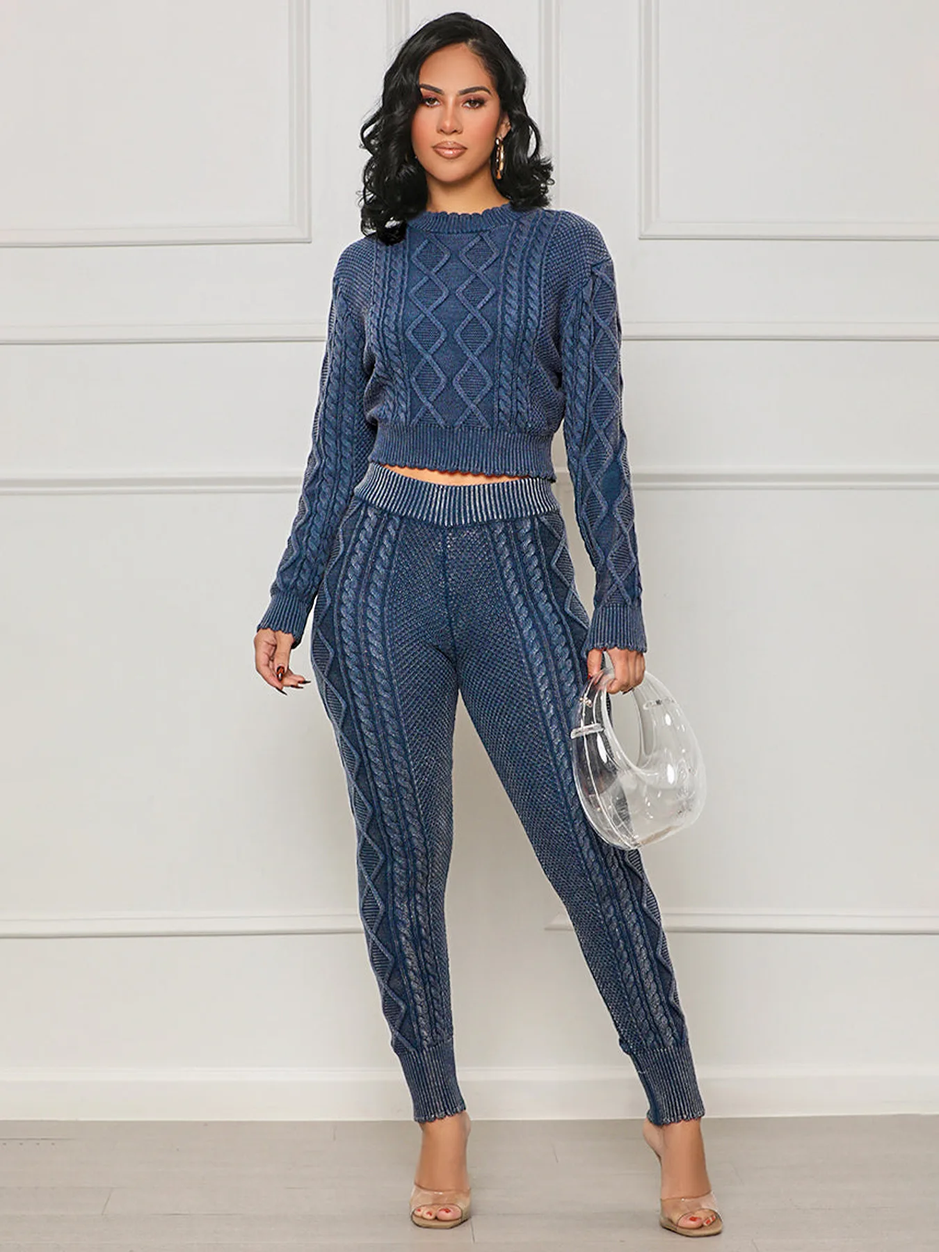 Winter Fashion Women's 2-Piece Knitted Long-Sleeved Diamond Pullover And Slim-Fit Pantsuit Comfortable Ladies 2-Piece Set
Winter Fashion Women's 2-Piece Knitted Long-Sleeved Diamond Pullover And Slim-Fit Pantsuit Comfortable Ladies 2-Piece Set
