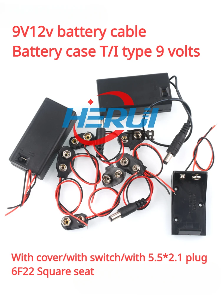 9V12v battery cable Battery case T/I type 9 volts Cover band Tape switch With 5.5*2.1 plug 6F22 Square seat
9V12v battery cable Battery case T/I type 9 volts Cover band Tape switch With 5.5*2.1 plug 6F22 Square seat