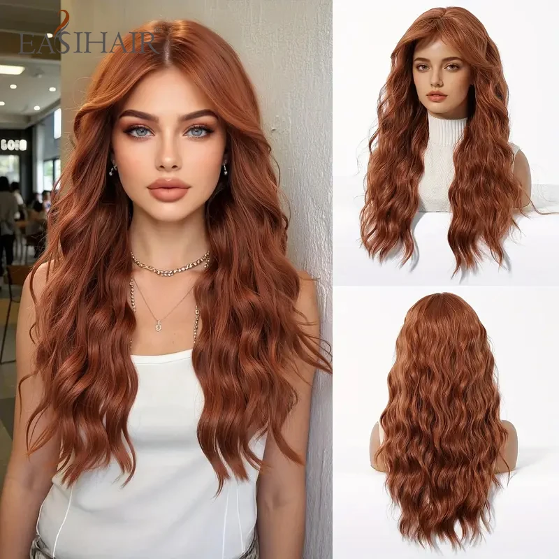 EASIHAIR Red Brown Wavy Synthetic Wigs For Women Long Wavy Ginger Copper Wigs With Bangs Daily Party Heat Resistant Natural Hair
EASIHAIR Red Brown Wavy Synthetic Wigs For Women Long Wavy Ginger Copper Wigs With Bangs Daily Party Heat Resistant Natural Hair