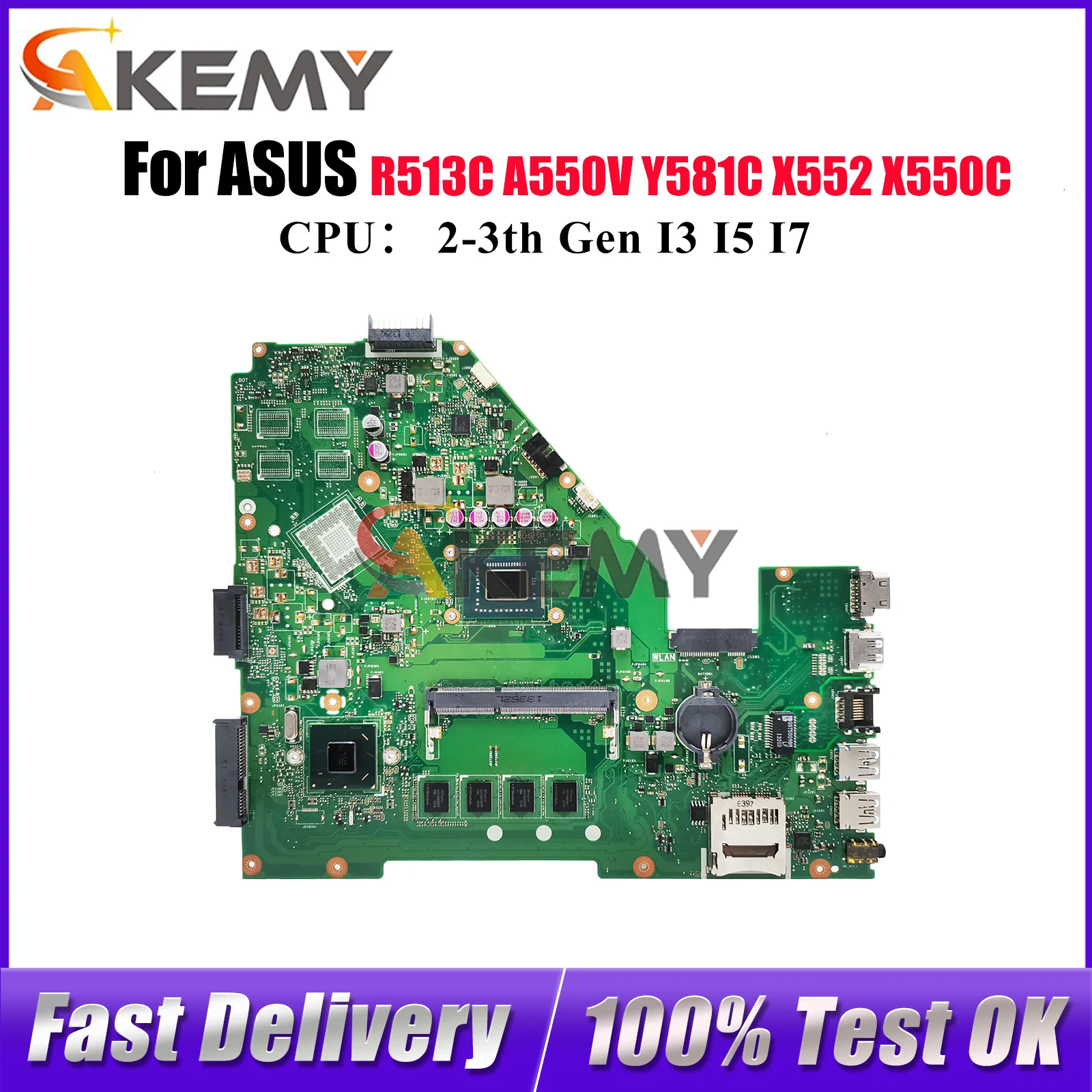 X550CA Материнская плата для ноутбука ASUS VivoBook X552 X550C A550V X550VC Y581C X550CL X550CC X550VB R513C Материнская плата с процессором I3 I5 I7
X550CA Материнская плата для ноутбука ASUS VivoBook X552 X550C A550V X550VC Y581C X550CL X550CC X550VB R513C Материнская плата с процессором I3 I5 I7