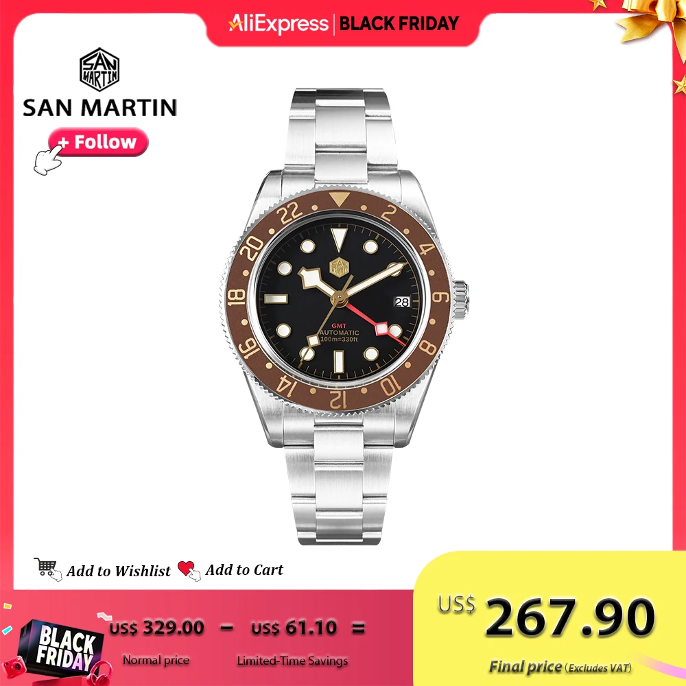 San Martin 39 мм винтажные мужские часы с безелем в стиле пива NH34 GMT автоматические механические часы с сапфировым стеклом водонепроницаемые SN0109
San Martin 39 мм винтажные мужские часы с безелем в стиле пива NH34 GMT автоматические механические часы с сапфировым стеклом водонепроницаемые SN0109