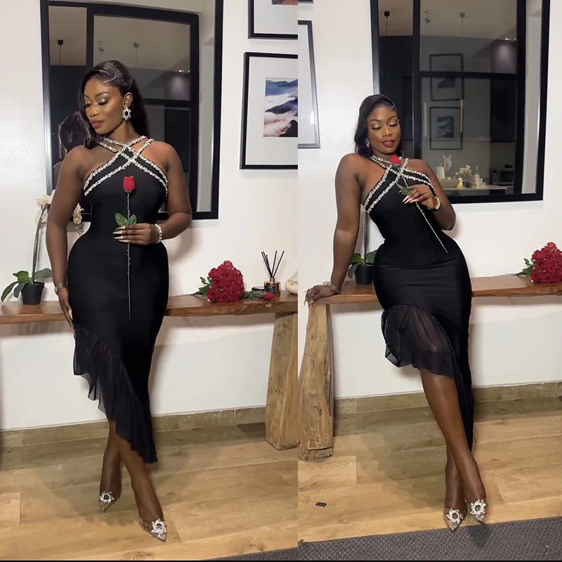 Black Strap Rhinestone Sexy Socialite Bandage Long Dress Evening Gown 
Black Strap Rhinestone Sexy Socialite Bandage Long Dress Evening Gown