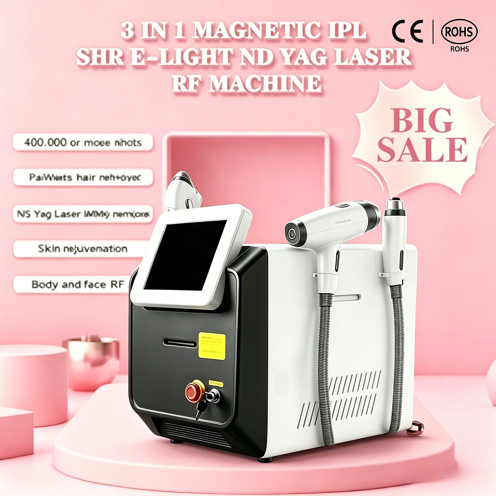 Portable 3 In 1 OPT 360 Megneto IPL Laser Hair Removal Machine Nd Yag Laser Tattoo Removal Face Lifting Skin Rejuvenation Device
Portable 3 In 1 OPT 360 Megneto IPL Laser Hair Removal Machine Nd Yag Laser Tattoo Removal Face Lifting Skin Rejuvenation Device