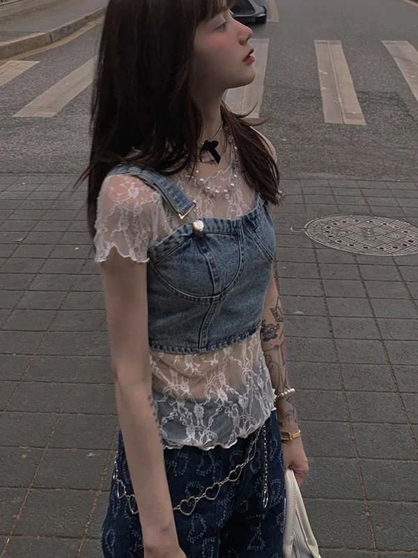 Lace Hollow out Short Sleeve T-Shirt Women's Halter Dress Inner Prevent Light Ice Silk Mesh Top Hollow T-Shirt Short Style
Lace Hollow out Short Sleeve T-Shirt Women's Halter Dress Inner Prevent Light Ice Silk Mesh Top Hollow T-Shirt Short Style