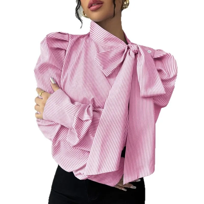 Cross-border Europe, America, Amazon 2026 Spring New Striped Casual Long-sleeved Shirt Streamer Bubble Sleeve Women's Clothing
Cross-border Europe, America, Amazon 2026 Spring New Striped Casual Long-sleeved Shirt Streamer Bubble Sleeve Women's Clothing