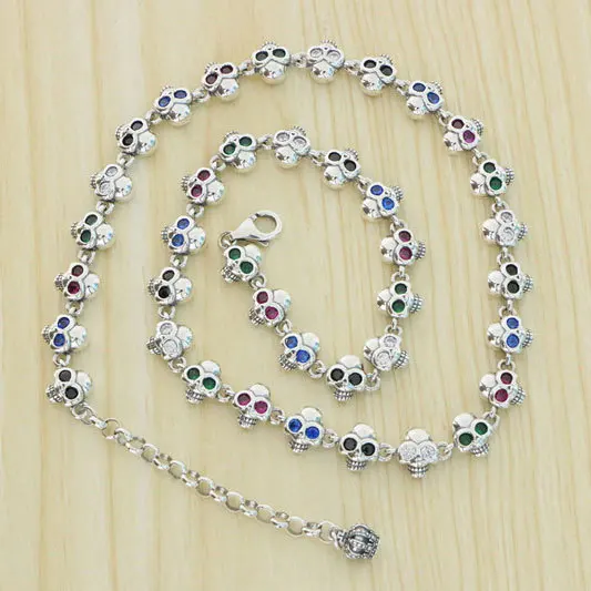 Nightclub trendsetter pure silver hip-hop colorful diamond skull necklace for men and women handsome chain personalized punk sty
Nightclub trendsetter pure silver hip-hop colorful diamond skull necklace for men and women handsome chain personalized punk sty
