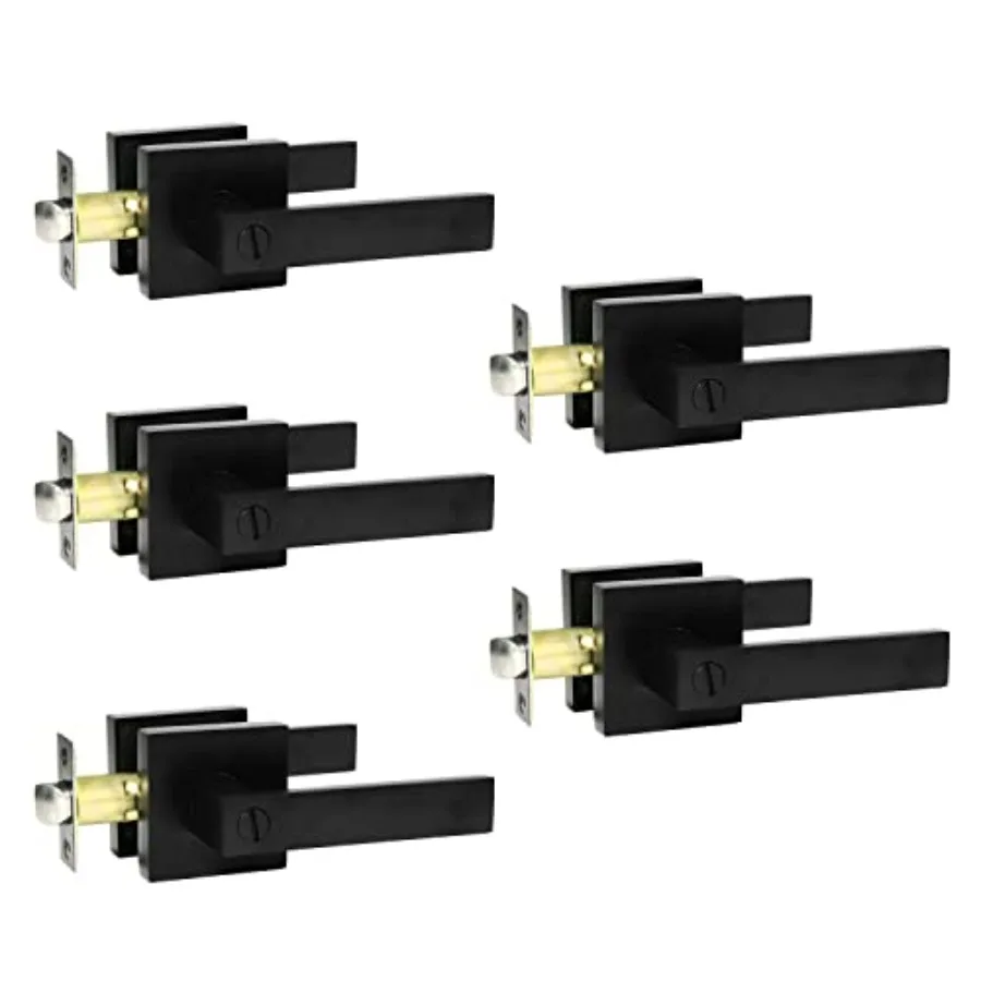 Privacy Door Lever Keyless Matte Black Interior Bathroom/Bedroom Handle Door Lockset, Reversible for Left Right Side Handed, Pa
Privacy Door Lever Keyless Matte Black Interior Bathroom/Bedroom Handle Door Lockset, Reversible for Left Right Side Handed, Pa
