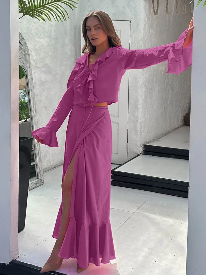 Marthaqiqi Cotton Women'S Pajamas Suit V-Neck Sleepwear Crop Top Nightie Long Sleeve Nightgowns Long Skirts Casual Nightwear Set
Marthaqiqi Cotton Women'S Pajamas Suit V-Neck Sleepwear Crop Top Nightie Long Sleeve Nightgowns Long Skirts Casual Nightwear Set